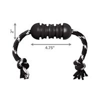 KONG EXTREME DENTAL MET TOUW ZWART / WIT 12X5X5 CM - thumbnail