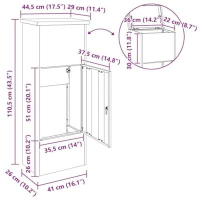 Pakket inwerp box Roestig 44.5 x 29 x 110.5 cm Cortenstaal Pakket inwerp box Roestig 44.5 x 29 x 110.5 cm Cortenstaal