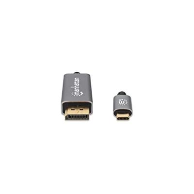Manhattan 354851 DisplayPort-kabel DisplayPort / USB-C Aansluitkabel DisplayPort-stekker, USB-C stekker 3.00 m Grijs, Zwart Afgeschermd (drievoudig), Vergulde