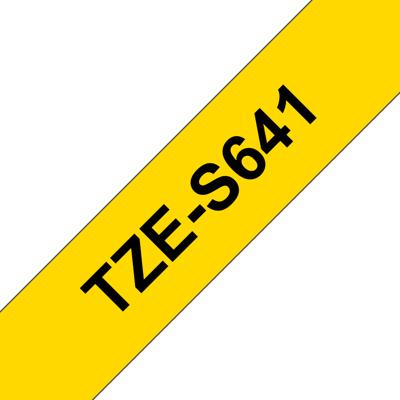 Labeltape extra sterk klevend Brother TZe, TZ TZe-S641 PET Tapekleur: Geel Tekstkleur:Zwart 18 mm 8 m