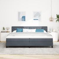 Boxspringbed met Matras Donkergrijs 200 x 200 cm Stof - thumbnail
