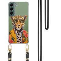 Samsung Galaxy S22 hoesje met zwart koord - Luipaard hipster - thumbnail