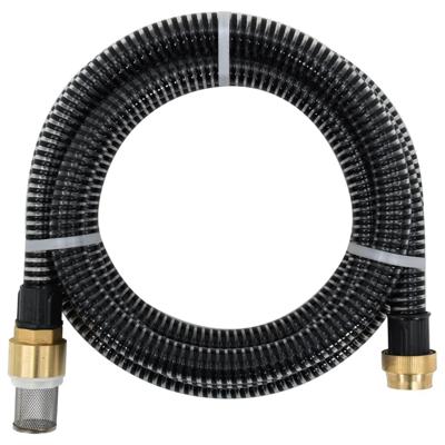 VidaXL Zuigslang met messing koppelingen 1,1&apos;&apos; 20 m pvc zwart