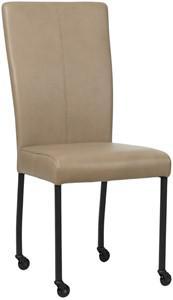 Taupe leren moderne eetkamerstoel Deal - poot vierkant zwart met wiel - Granada leer Taupe (taupe leer)