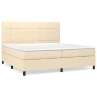 Boxspring met matras stof crèmekleurig 200x200 cm - thumbnail