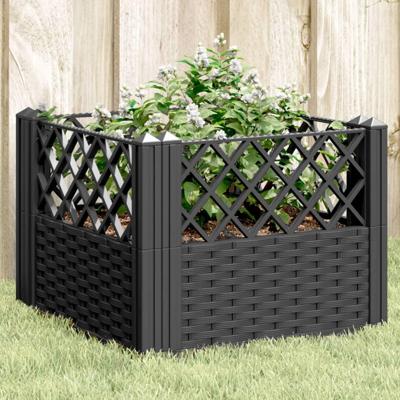 VidaXL Plantenbak met pinnen 43,5x43,5x43,5 cm polypropeen zwart