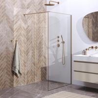 Inloopdouche Brauer Frame Set 1 Helder Glas 100x200 Met Muurprofiel En Lijst Rondom Goud Geborsteld Brauer - thumbnail