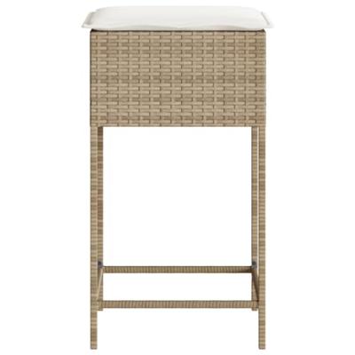 Tuinbarkrukken 2 st met kussens poly rattan beige - thumbnail