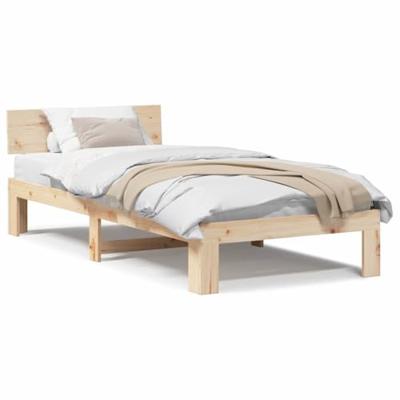 Bedframe met hoofdeinde Naturel 100 x 200 cm Massief grenenhout