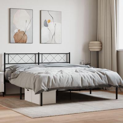 Bedframe met hoofdbord metaal zwart 135x190 cm Bedframe met hoofdbord metaal zwart 135x190 cm
