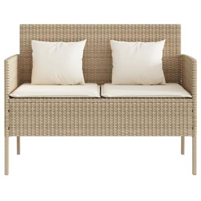 Tuinbank met kussens poly rattan beige Tuinbank met kussens poly rattan beige