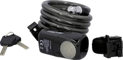 FISCHER FAHRRAD Spiraalkabelslot Antraciet Met alarm Sleutelslot