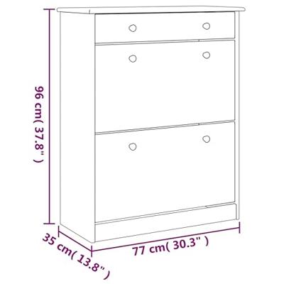 VidaXL Schoenenkast alta 77x35x96 cm massief grenenhout wit VidaXL Schoenenkast alta 77x35x96 cm massief grenenhout wit