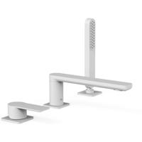 Badrandkraan Tres Loft Colors 1-Hendel Rechte Uitloop 18 cm met Omstel en Handdouche Mat Wit Tres - thumbnail