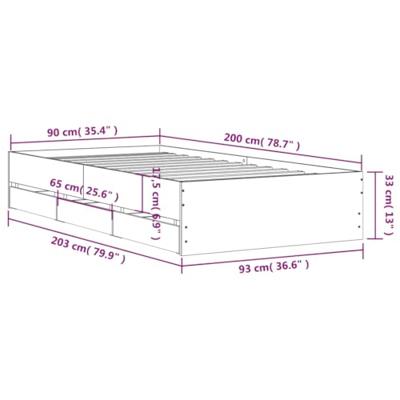 Bedframe met lades bewerkt hout grijs sonoma eiken 90x200 cm