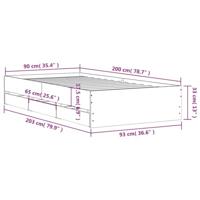 Bedframe met lades bewerkt hout grijs sonoma eiken 90x200 cm - thumbnail