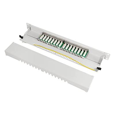 LogiLink Professional NP0075 volledig afgeschermd CAT 6A patch- / verdelerveld met 16 poorten, PoE en PoE+, (1 hoogteeenheid) lichtgrijs