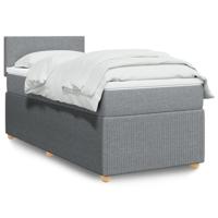 Boxspring met matras stof lichtgrijs 90x200 cm - thumbnail