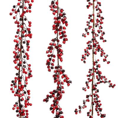 Garland berries bordeaux frosted 3 assorted l180xw20xh4cm kerst House of Seasons - House of seasons