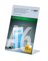 Sigel TA214 TA214 Tafelstatief L-vorm Voor papierformaat: DIN A6 Glas (helder) 1 stuk(s) - thumbnail