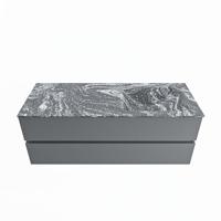 MONDIAZ VICA-DLUX 130cm badmeubel onderkast Plata 2 lades. Inbouw wastafel CLOUD rechts zonder kraangat, kleur Lava. - thumbnail
