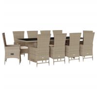 11-delige Tuinset met kussens poly rattan beige - thumbnail