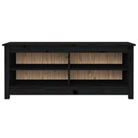 Schoenenbank 110x38x45,5 cm massief grenenhout zwart - thumbnail