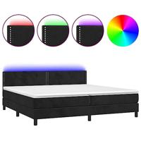 Boxspring met matras en LED fluweel zwart 200x200 cm - thumbnail