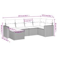 6-delige Loungeset met kussens poly rattan bruin - thumbnail