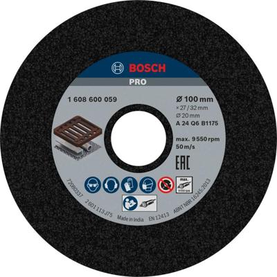 Bosch Accessoires Afbraamschijf voor rechte slijpmachine 100 mm, 20 mm, 24 1st - 1608600059 Bosch Accessoires Afbraamschijf voor rechte slijpmachine 100 mm, 20 mm, 24 1st - 1608600059