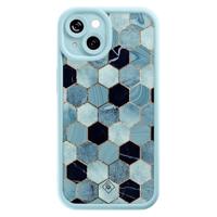 iPhone 15 blauwe case - Blue cubes - thumbnail
