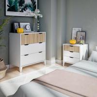 Nachtkastje Forés Wit Natuurlijk 40 X 33 X 50 cm - thumbnail