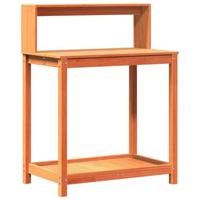 Oppottafel met schappen 82,5x50x109,5 cm grenenhout bruin - thumbnail