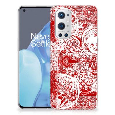 Silicone Back Case OnePlus 9 Pro Angel Skull Rood Silicone Back Case OnePlus 9 Pro Angel Skull Rood