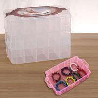 Grote opbergdoos drie laag grote 36 slots kunststof ambachtelijke accessoires baarden sieraden opbergdoos container Home Organizer (transparant) - thumbnail