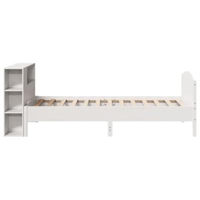 Bed met boekenkast zonder matras grenenhout wit 75x190 cm