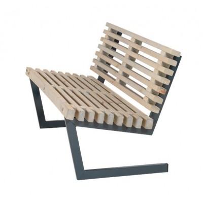 Moderne Lattenbank Met Rugleuning Siesta - 138 CM - Drijfhout Grijs