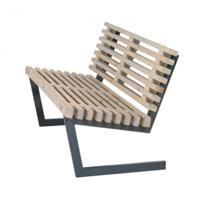 Moderne Lattenbank Met Rugleuning Siesta - 138 CM - Drijfhout Grijs - thumbnail