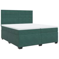 Boxspring met matras fluweel donkergroen 200x200 cm - thumbnail