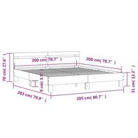Bedframe met hoofdeinde bewerkt hout bruineikenkleur 200x200 cm - thumbnail