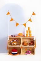 Hoge Hoed Gestreept Rood-Wit-Blauw-Oranje - thumbnail