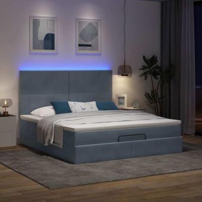 Ottoman bed met matrassen en LED's 160x200cm fluweel