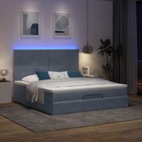 Ottoman bed met matrassen en LED's 160x200cm fluweel - thumbnail