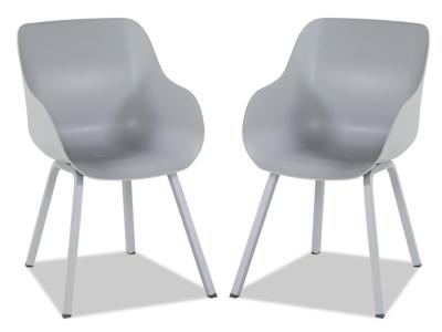 Set van 2 tuinstoelen SOHO lichtgrijs met vierkante poten aluminium Set van 2 tuinstoelen SOHO lichtgrijs met vierkante poten aluminium