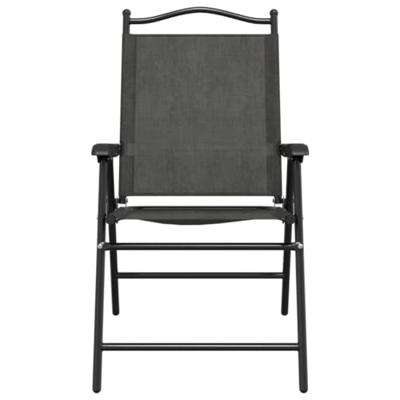 Tuinstoelen 2 st inklapbaar staal en textileen gemleerd grijs - thumbnail