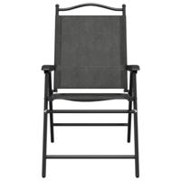 Tuinstoelen 2 st inklapbaar staal en textileen gemêleerd grijs - thumbnail
