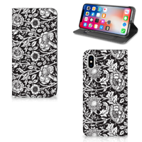 Apple iPhone Xs Max Smart Cover Black Flowers - thumbnail