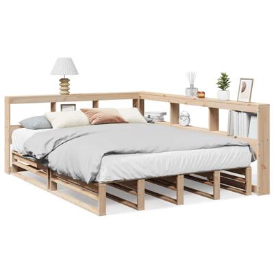 Bed met boekenkast zonder matras massief grenenhout 140x200 cm - thumbnail