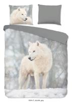 Good Morning Dekbedovertrek "poolwolf in de sneeuw" - Grijs - (240x200/220 cm) - Katoen Flanel - thumbnail