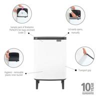 Brabantia Bo hi afvalemmer 12 liter met kunststof binnenemmer white - thumbnail